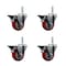 Service Caster 35 Inch Red Polyurethane Wheel Swivel 58 Inch Threaded Stem Caster Set with Brake SCC SCC-TS20S3514-PPUB-RED-PLB-58212-4 - alternate 1